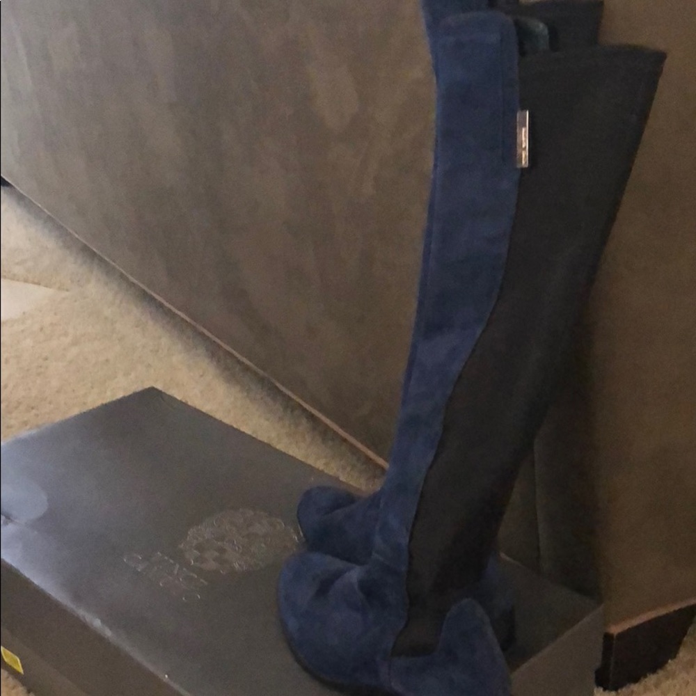 COPY - Vince Camino Navy blue & black knee high boots